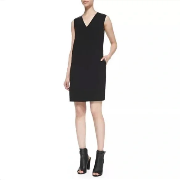 Vince | Dresses | Vince Sleeveless Leather Trim Dress | Poshmark Vince | Dresses | Vince Sleeveless Leather Trim Dress | Poshmark